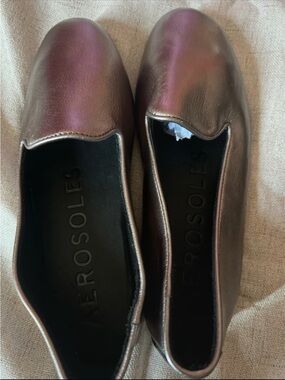 AEROSOLES Metallic Bronze Slip-On Loafers